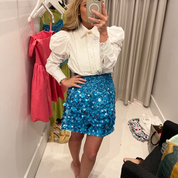 Aje blue sequin skirt